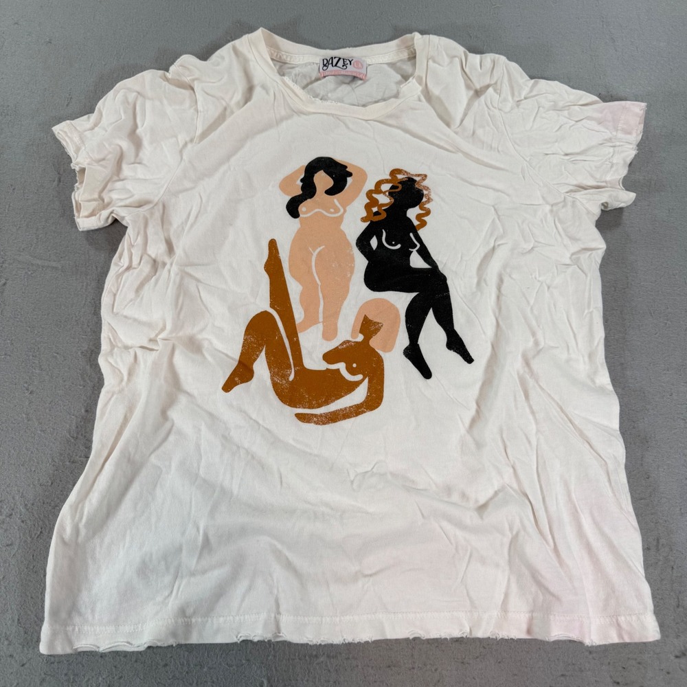 Dazey LA Organic Cotton Graphic Tee Distressed Made‎ USA Womens Medium
